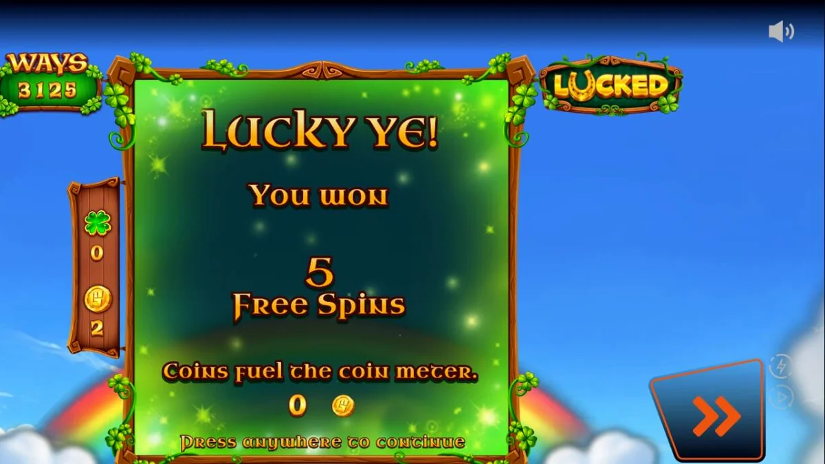 Tampilan visual slot Lucked dengan tema Irlandia dan grid yang berkembang